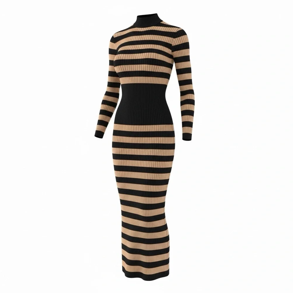 New York & Co.- Gabrielle Union collection - Elegant Striped Long Sleeve Dress - Picture 6 of 15